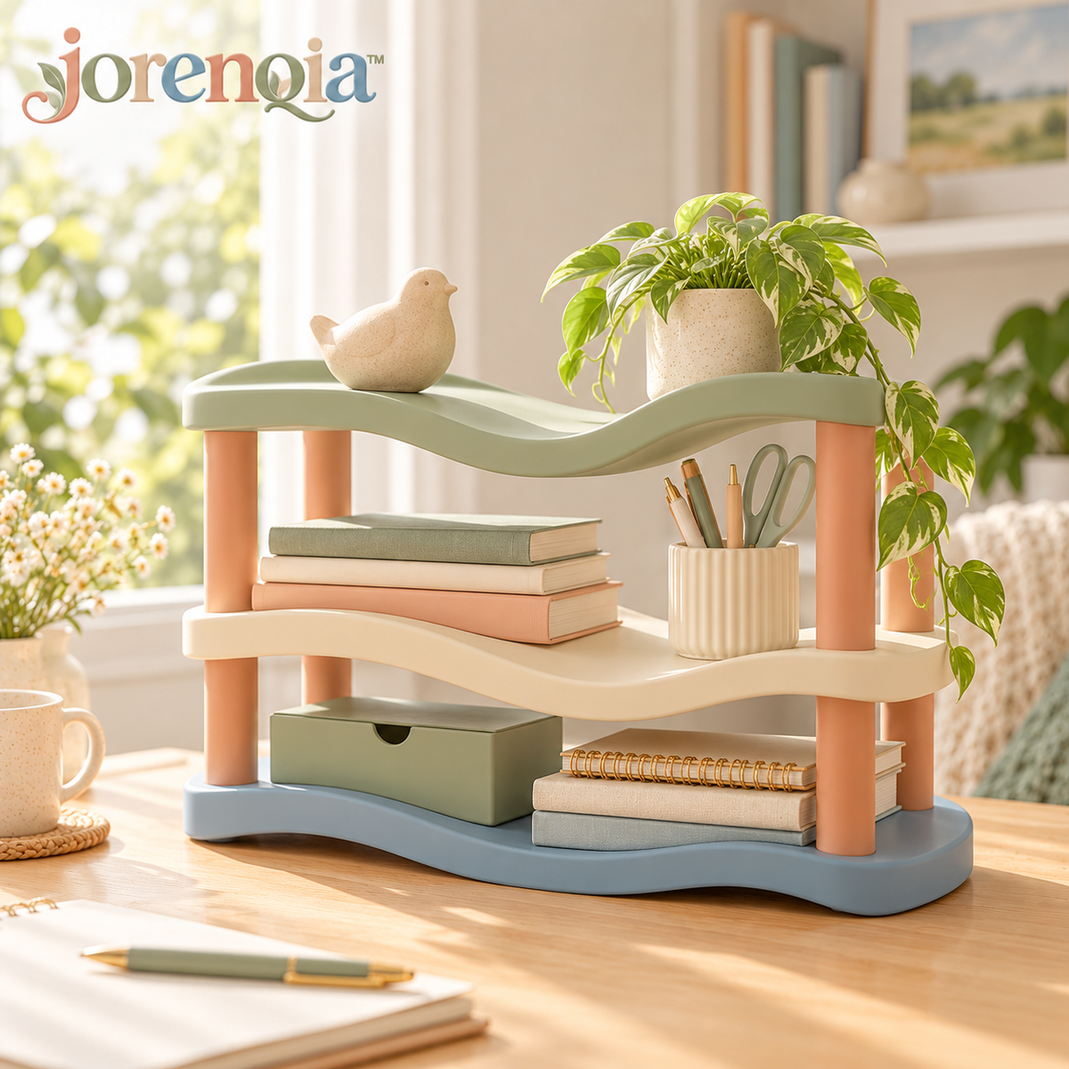 Jorenqia Wavy Desktop Organizer Shelf view 1