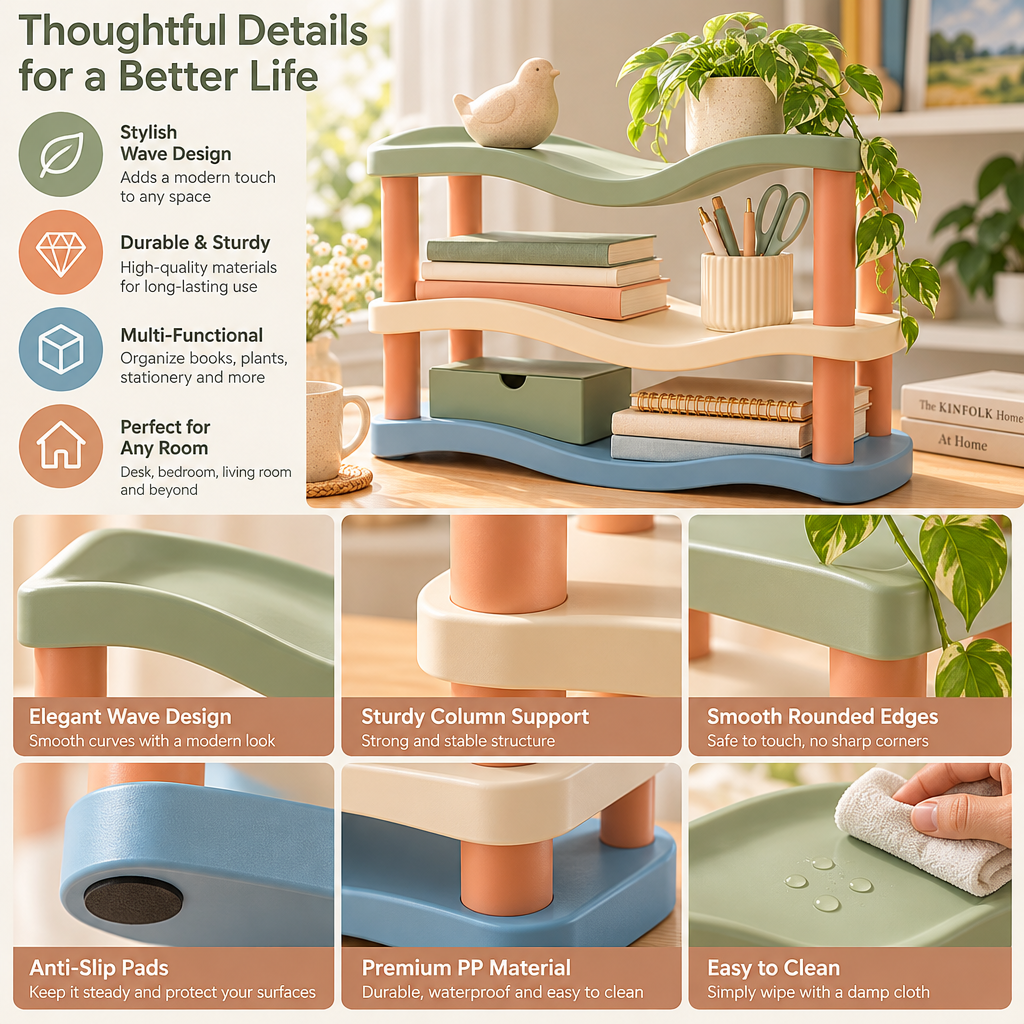 Jorenqia Wavy Desktop Organizer Shelf view 5