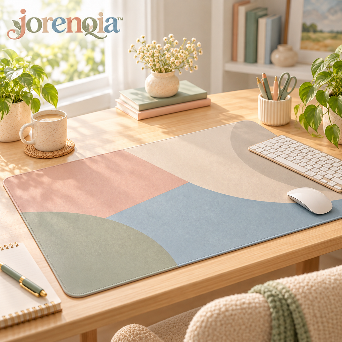 Jorenqia Pastel Color-Block Desk Mat view 1