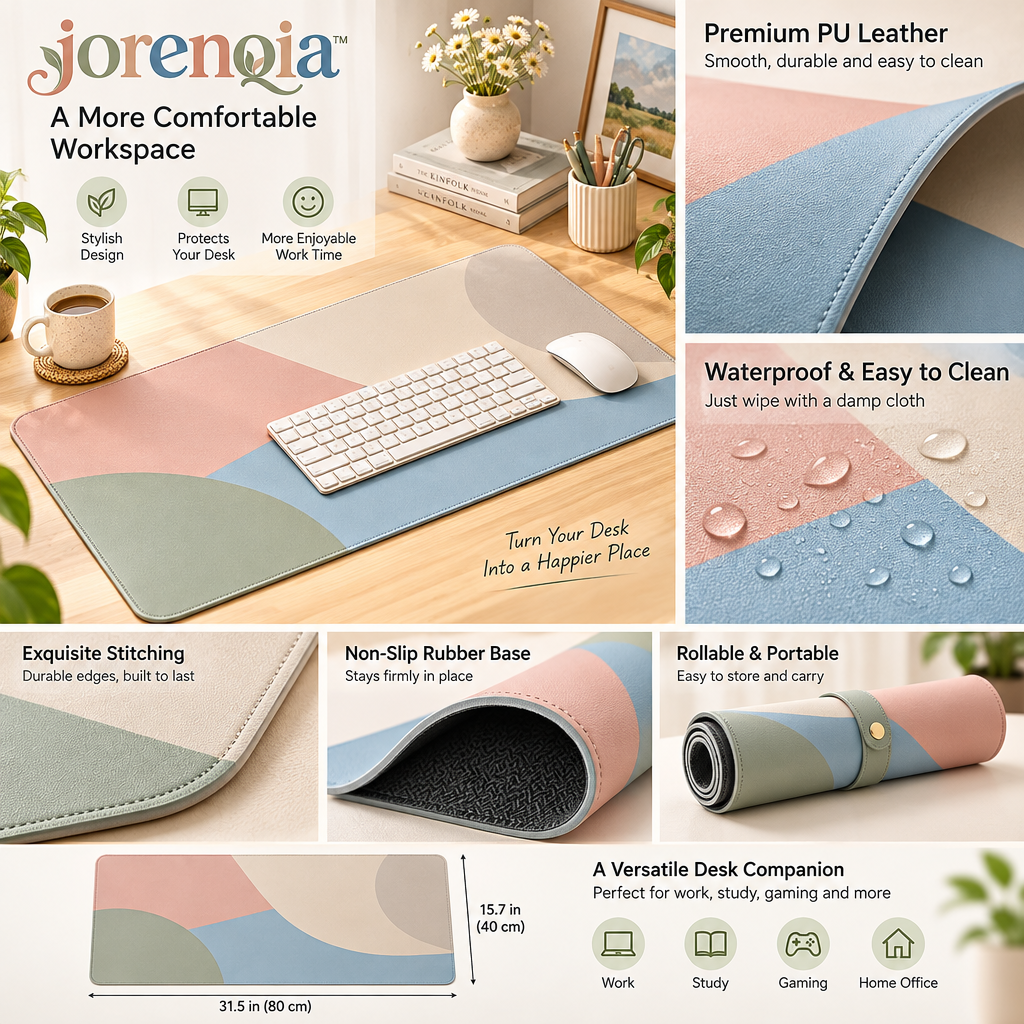 Jorenqia Pastel Color-Block Desk Mat view 3