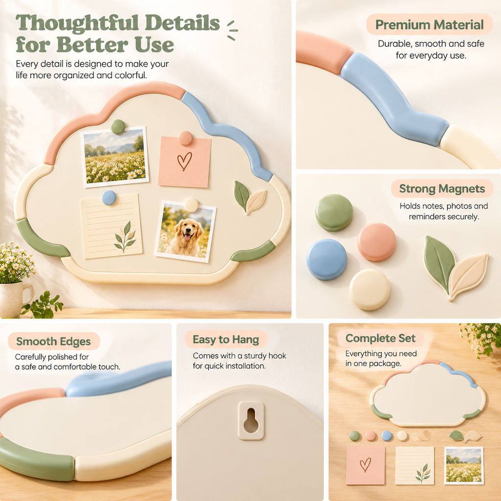 Jorenqia Cloud-Shaped Magnetic Memo Board view 3