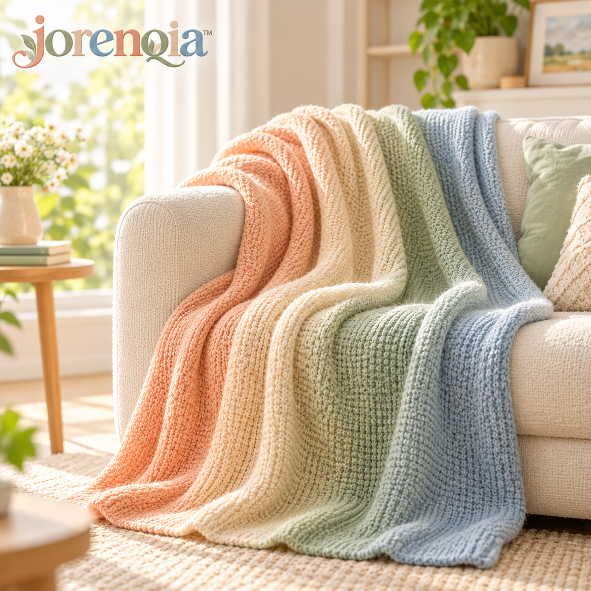 Jorenqia Soft Gradient Knit Throw Blanket view 1