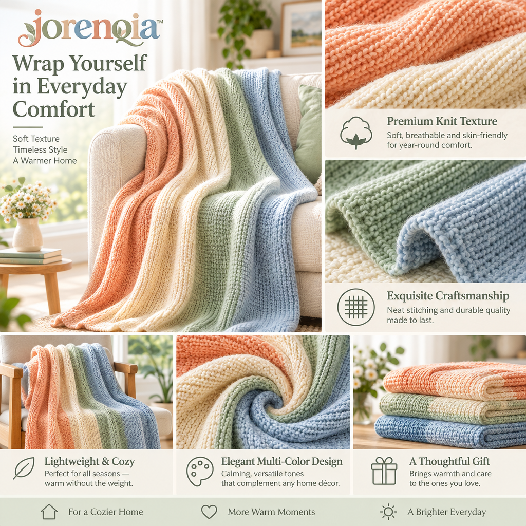 Jorenqia Soft Gradient Knit Throw Blanket view 2