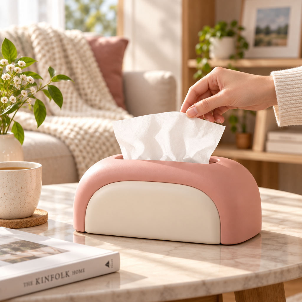 Jorenqia Curved Color-Block Tissue Box view 3