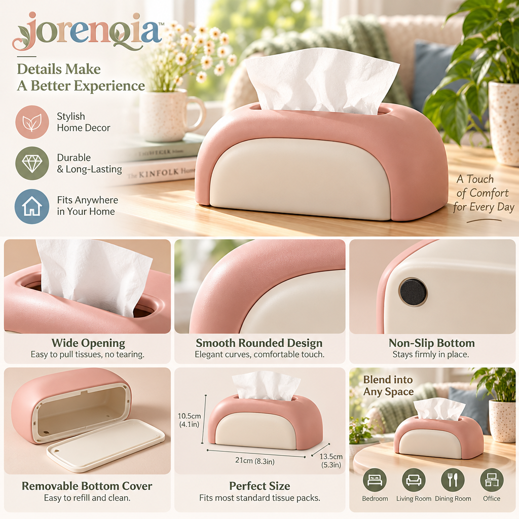 Jorenqia Curved Color-Block Tissue Box view 5