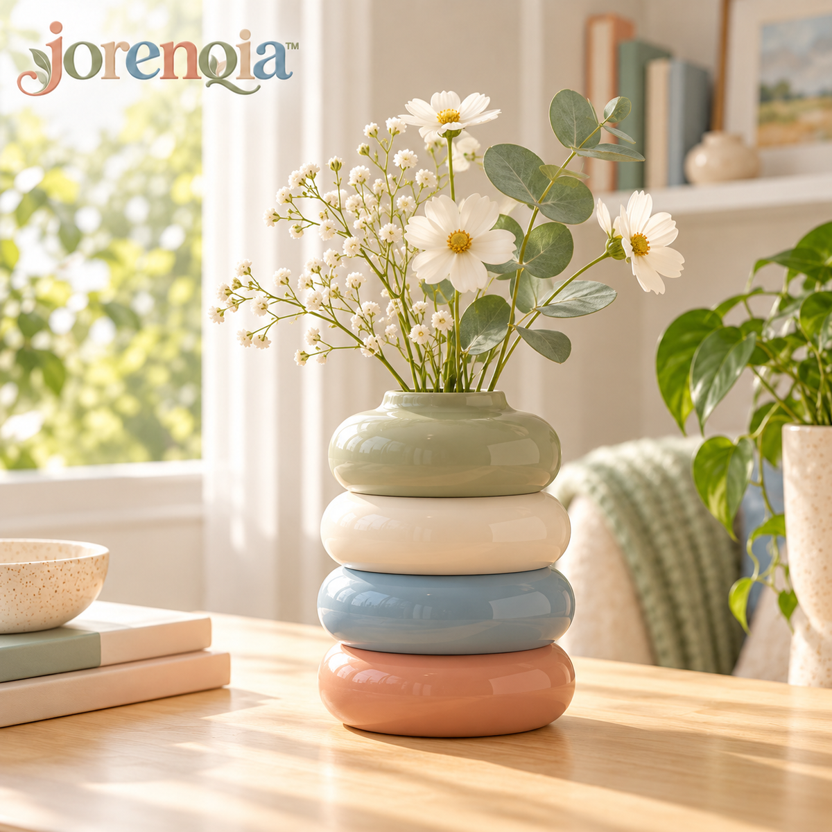 Jorenqia Stacked Donut Ceramic Vase view 1