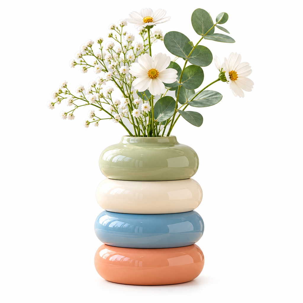 Jorenqia Stacked Donut Ceramic Vase view 2