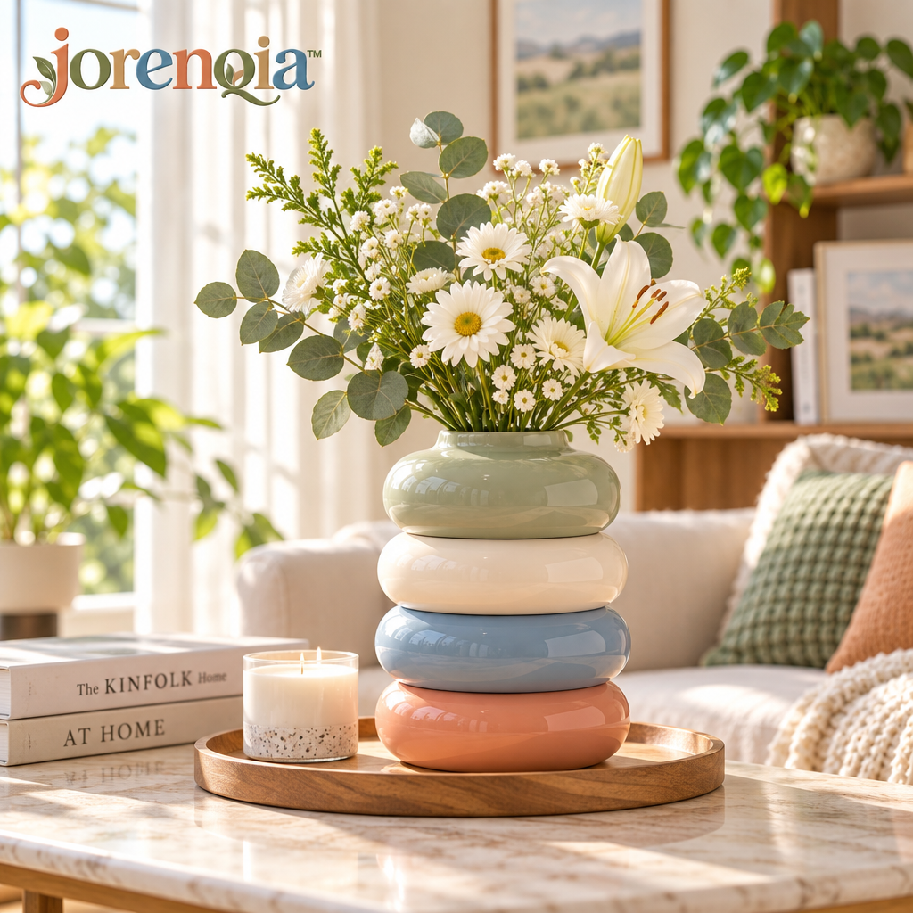 Jorenqia Stacked Donut Ceramic Vase view 3