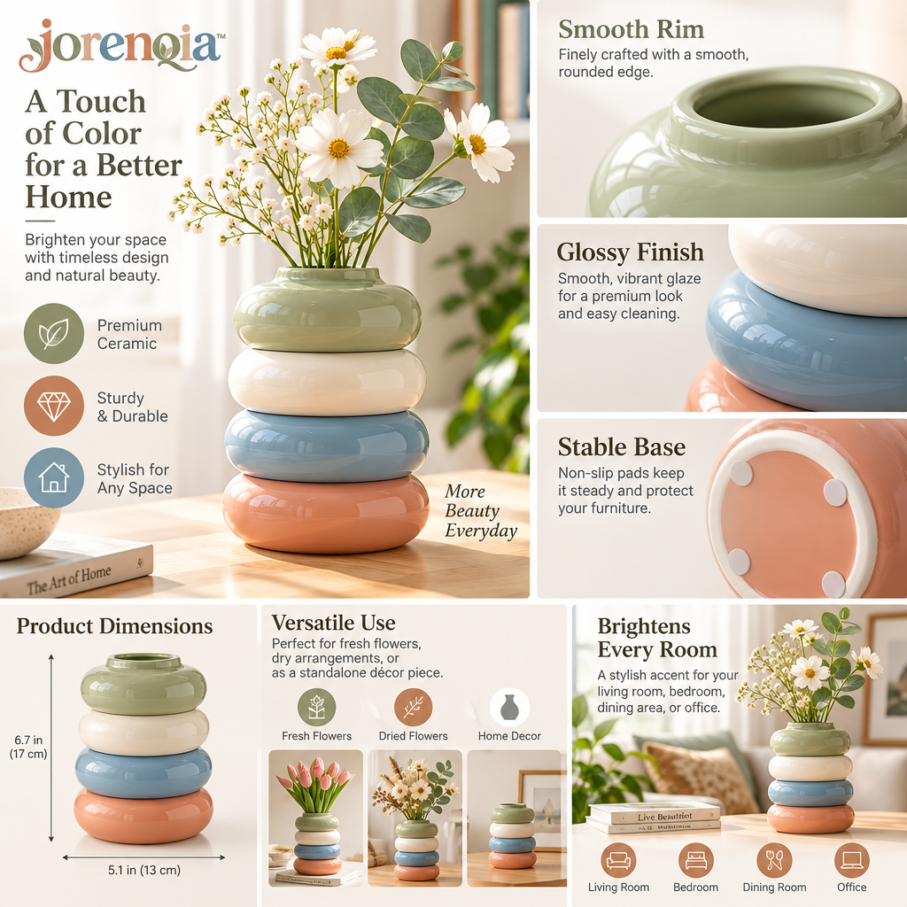 Jorenqia Stacked Donut Ceramic Vase view 4