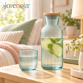 Jorenqia Ribbed Glass Carafe & Cup Set view 1